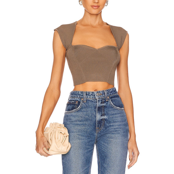 Simkhai 'Abia' Green Cropped Cap Sleeve Tee Size XS - Picture 1 of 5